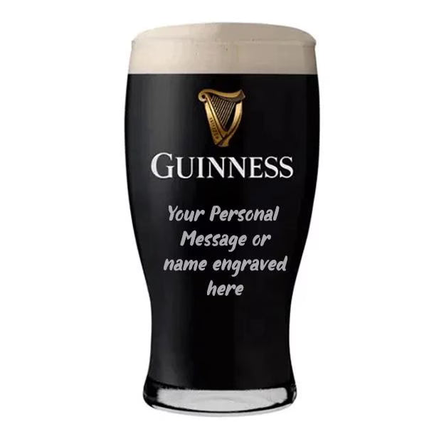 Personalised engraved guinness pint glass with custom name
