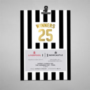 Newcastle Carabao Cup Final 2025 winners print set with “Winners 25” design, football wall art celebrating 2–1 victory over Liverpool.