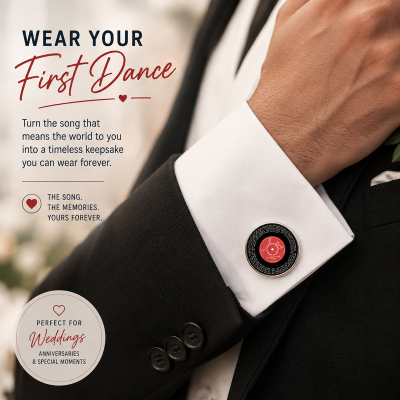 Personalised Vinyl Record Cufflinks – Your Song & Lyrics