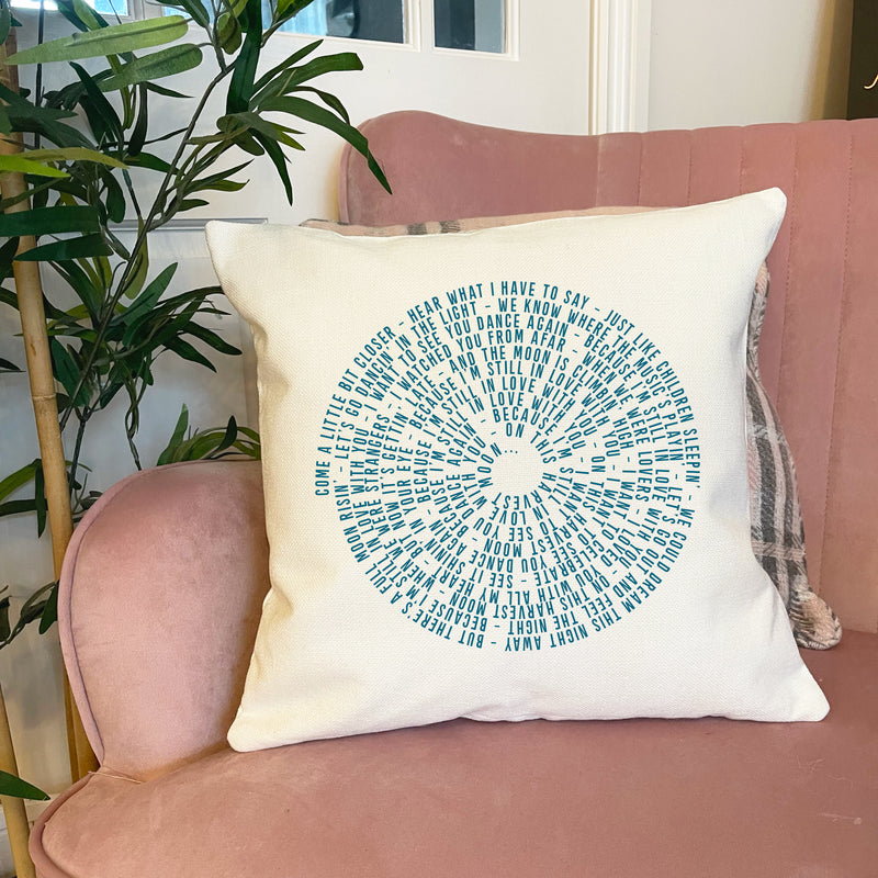 Personalised Song Lyrics Spiral Cushion – Custom Names & Date Couple Gift
