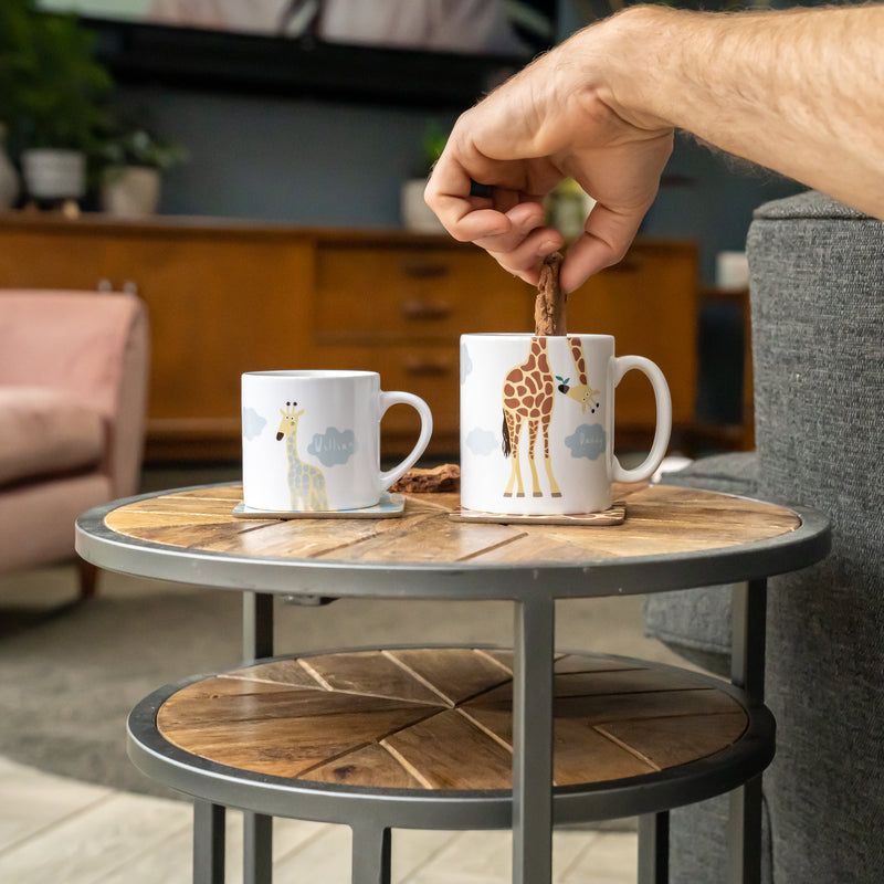Giraffe Family Mug Set with Mini and Large Mugs Personalised