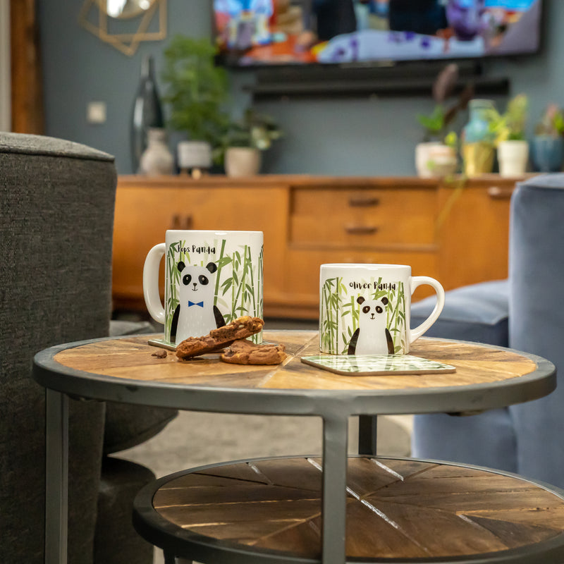 Panda Bear Personalised Mug and Coaster Set - Fun Mummy Daddy Baby Panda Family Gift - Mama Papa Toddler Mug Set Christmas Eve Present