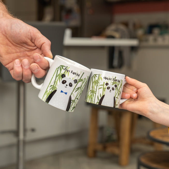 Panda Bear Personalised Mug and Coaster Set - Fun Mummy Daddy Baby Panda Family Gift - Mama Papa Toddler Mug Set Christmas Eve Present