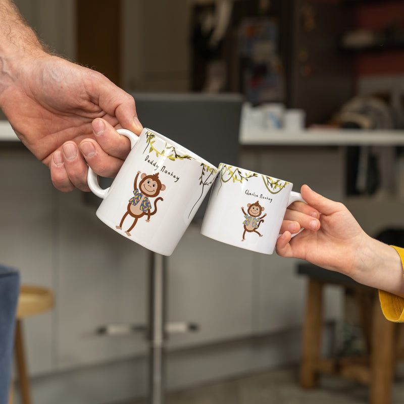 Cheeky Monkey Personalised Family Mugs and Coasters