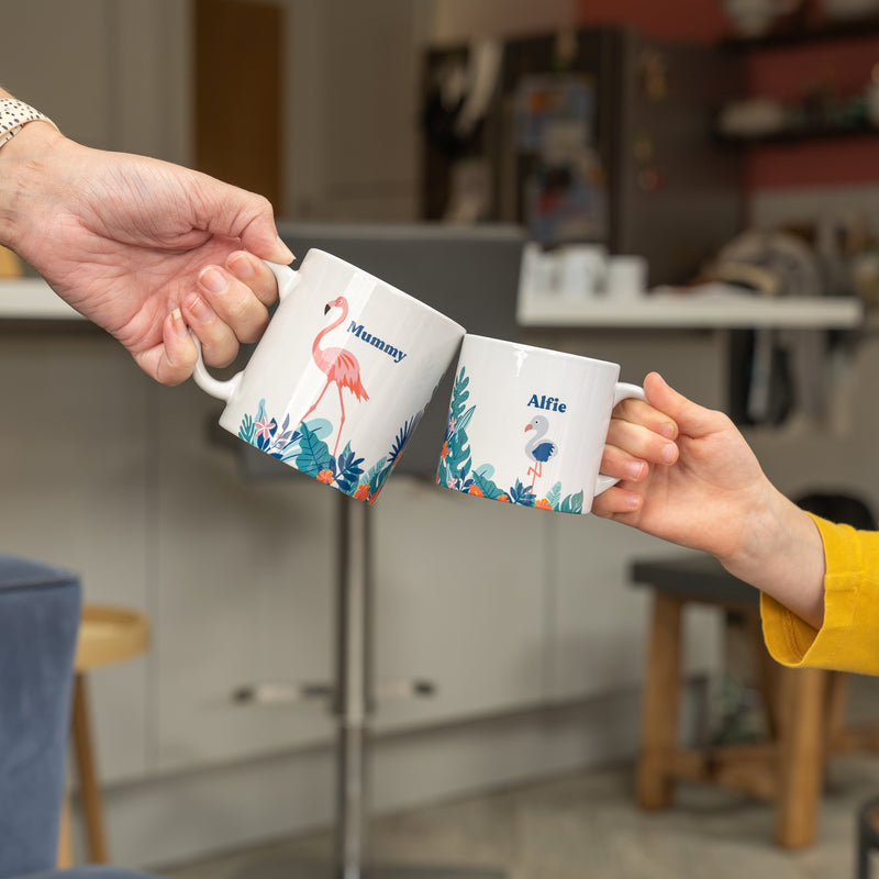 Flamingo Mug Set Personalised Gift For Families - Matching Flamingoes Mugs