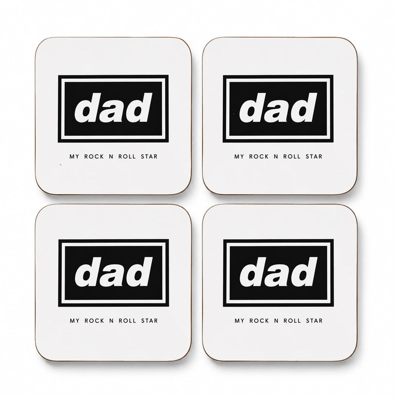 Dad My Rock N Roll Star Set of 4 Coasters | Father's Day Gift for Dad