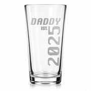 Personalised Daddy EST 2025 laser engraved pint glass