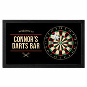 Personalised darts bar mat with custom name and dartboard design