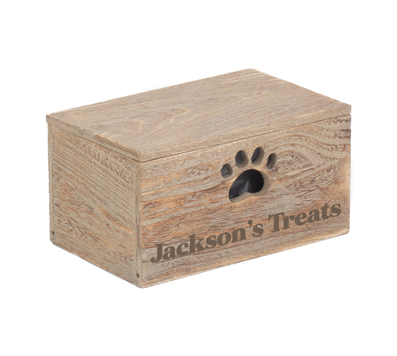 Personalised Oak-Effect Dog Treat Box (Plastic-Lined)