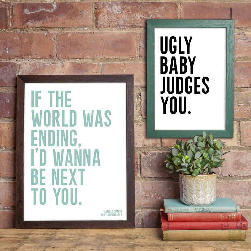 Custom Song Lyric Print – Bold Bright Typography Wall Art | Personalised Music Quote Poster | A5–A1 Print or Framed