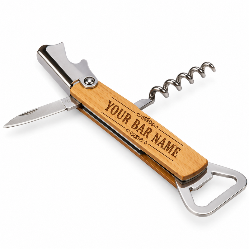 Personalised Bamboo Waiter's Friend Corkscrew – Engraved Wine & Bottle Opener