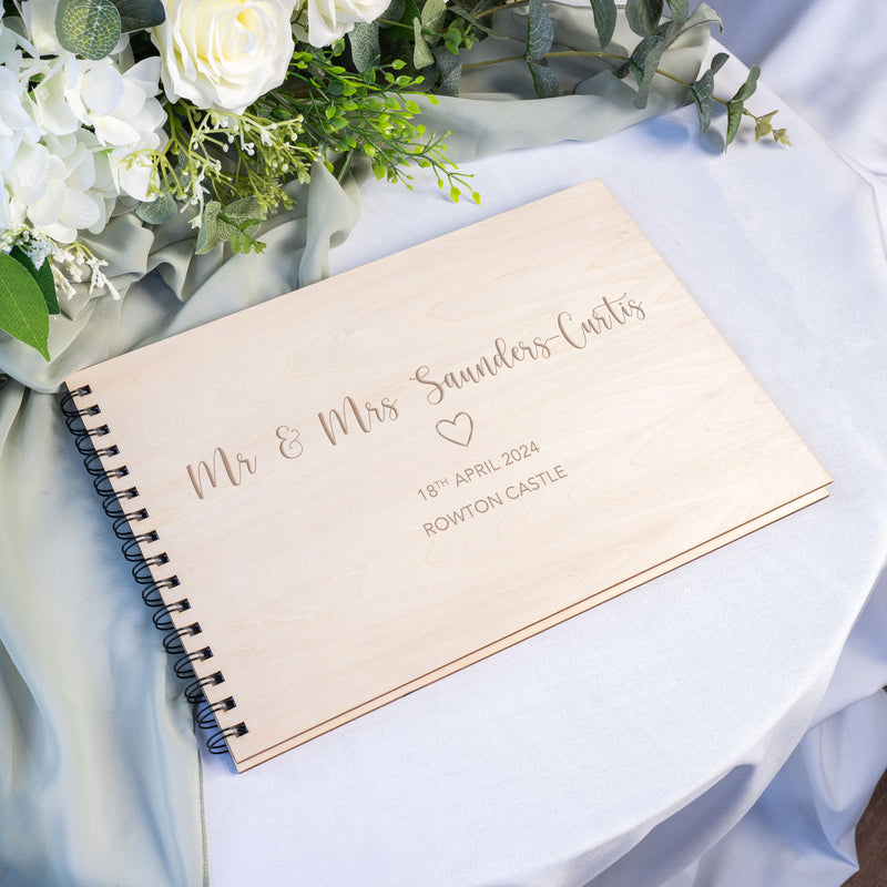 Personalised Engraved Wooden Wedding Guest Book