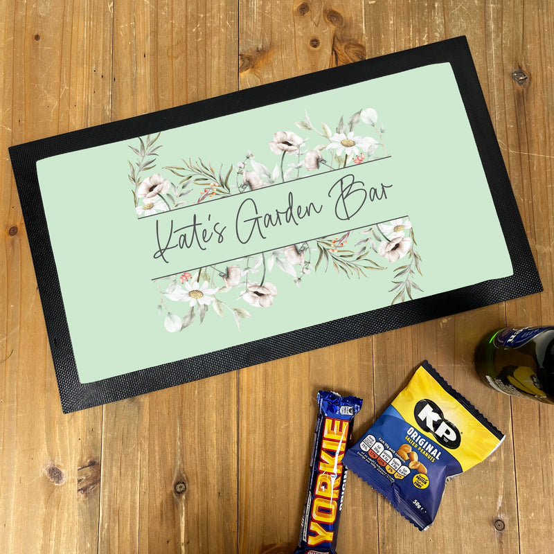 Personalised Garden Bar Mat – Floral Home Bar Design