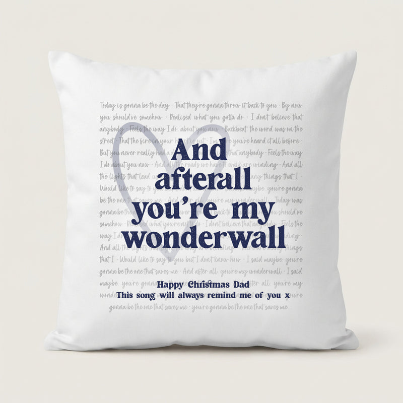 Our Song Large Lyrics Cushion Cover (Personalised Heart)