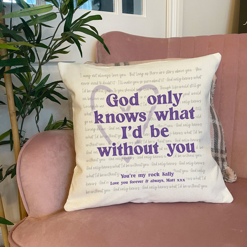 Our Song Large Lyrics Cushion Cover (Personalised Heart)