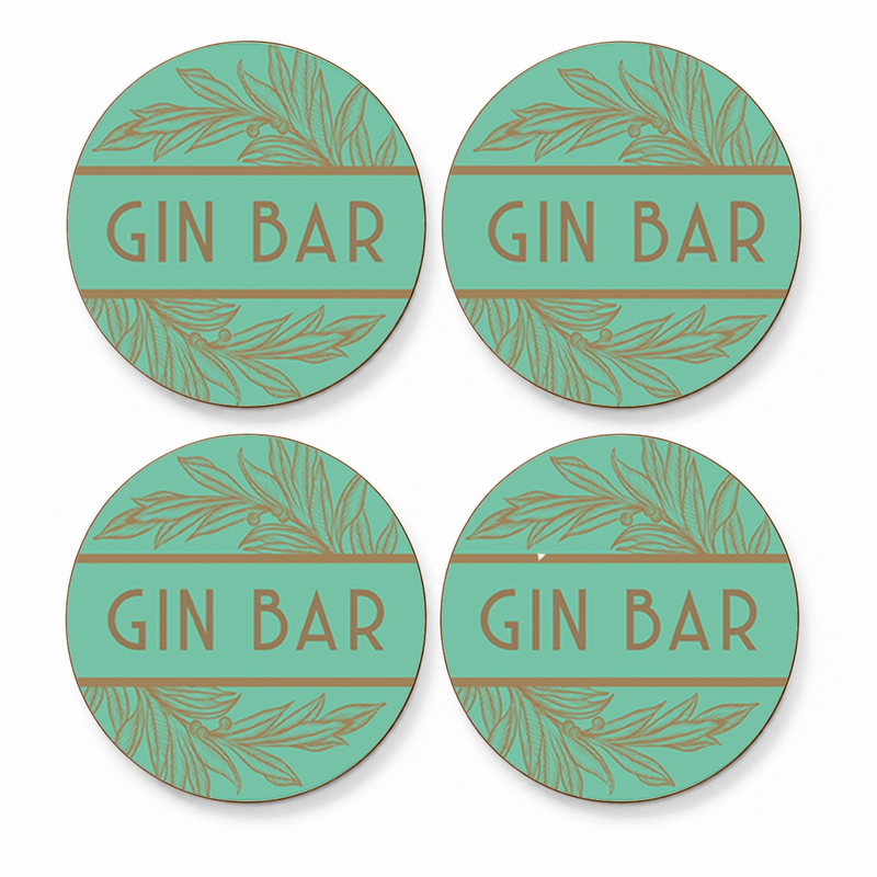Gin Bar Coasters – Set of 4 – Choice of Colours