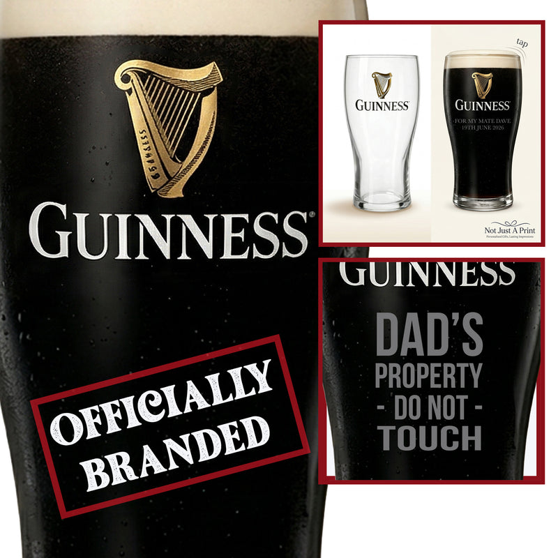 Personalised Guinness Pint Glass – Custom Engraved Pint Glass Gift for Him, Beer Lover Gift, Birthday Gift for Dad, Father’s Day Gift
