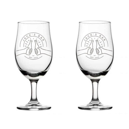 Set of Two Personalised Gastro Pub Design Beer Glasses