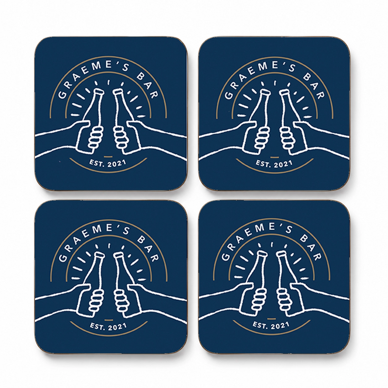 Personalised Modern Home Bar Coasters – Set of 4