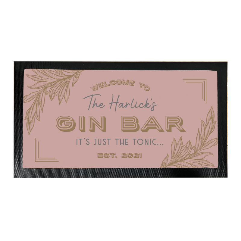 Personalised Gin Bar Mat – Custom Home Bar Gift