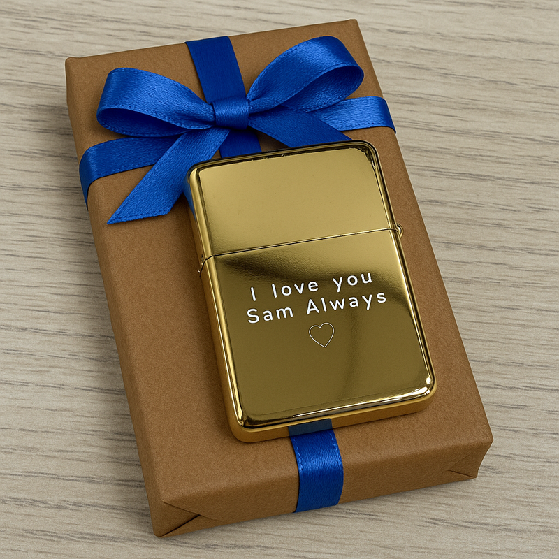 Personalised Laser Etched Gold Zippo-Style Lighter