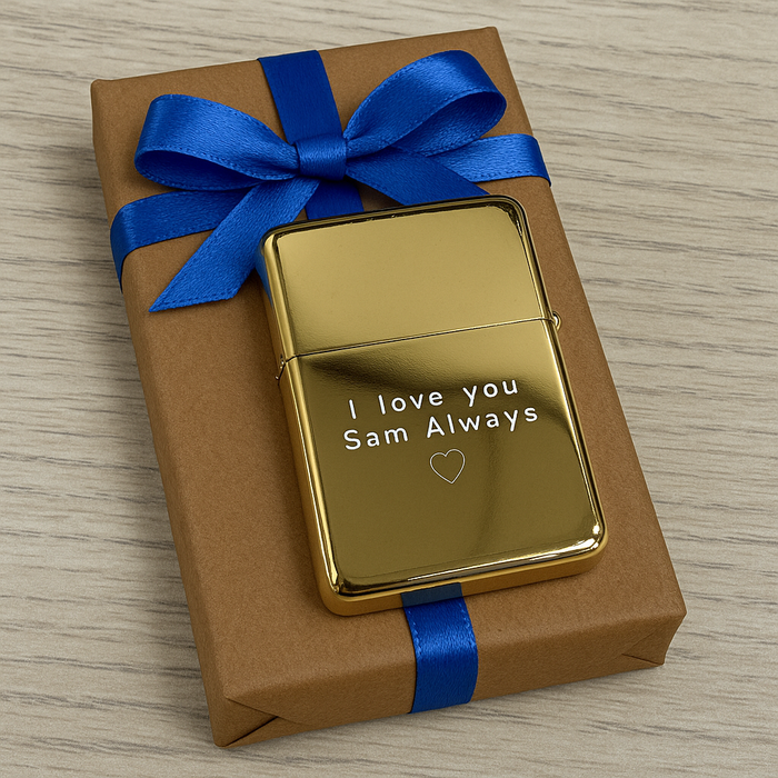 Personalised Laser Etched Gold Zippo-Style Lighter