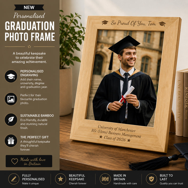 Personalised Graduation Bamboo Photo Frame