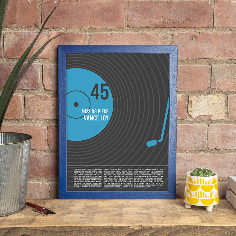 Gift For Birthday Or Wedding Anniversary - Personalised Song Lyrics Record Print - Typography Print For Him