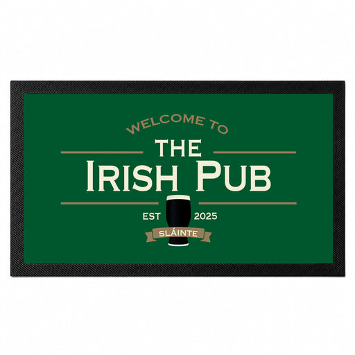 Personalised Irish pub bar mat with custom pub name and established year