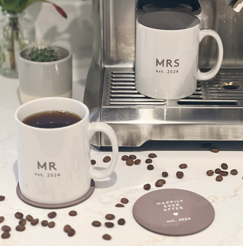 Personalised Mrs & Mrs Anniversary Mug and Coaster Gift for Couples