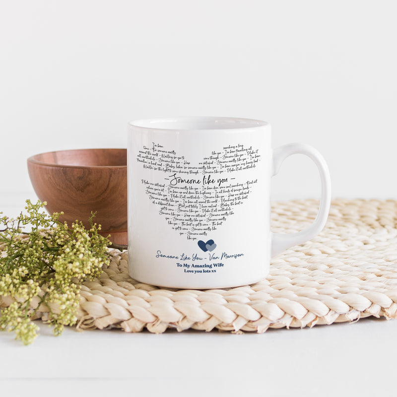 Personalised Song Lyrics Heart Mug – Custom Wedding Song Gift