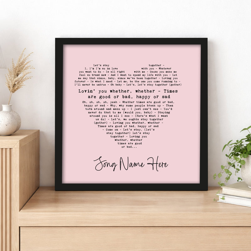 Personalised Song Lyric Heart Print ‚ Add Names (18 Colours)