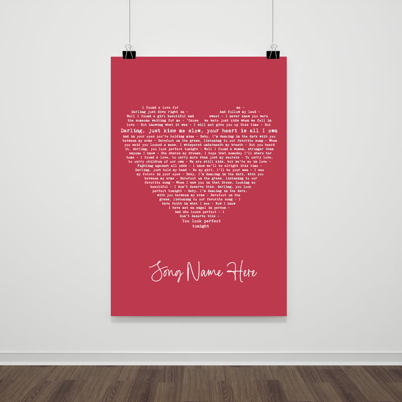 Personalised Song Lyric Heart Print ‚ Add Names (18 Colours)