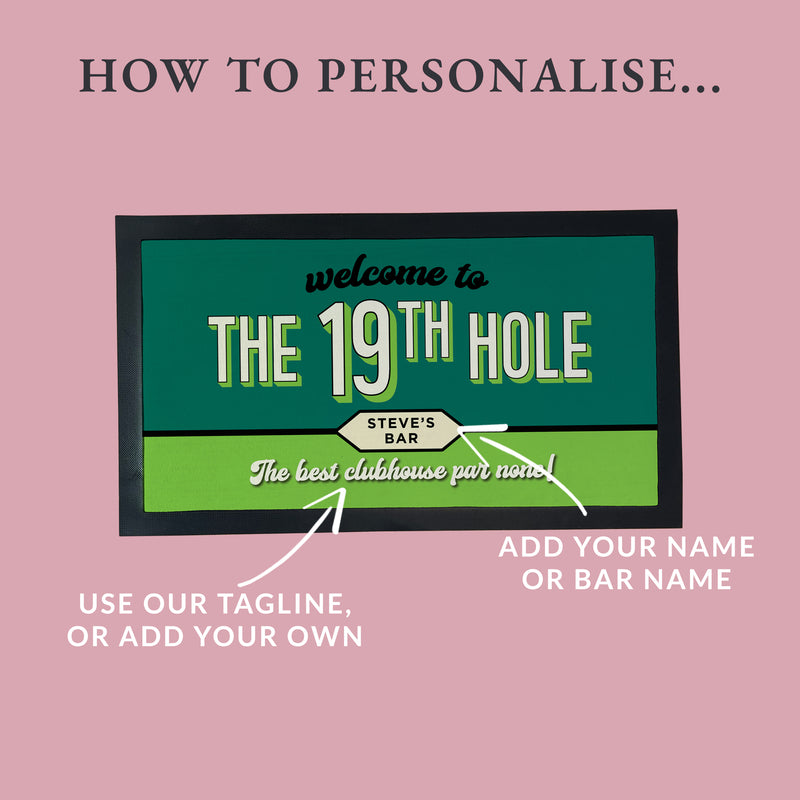 Personalised 19th Hole Golf Bar Mat