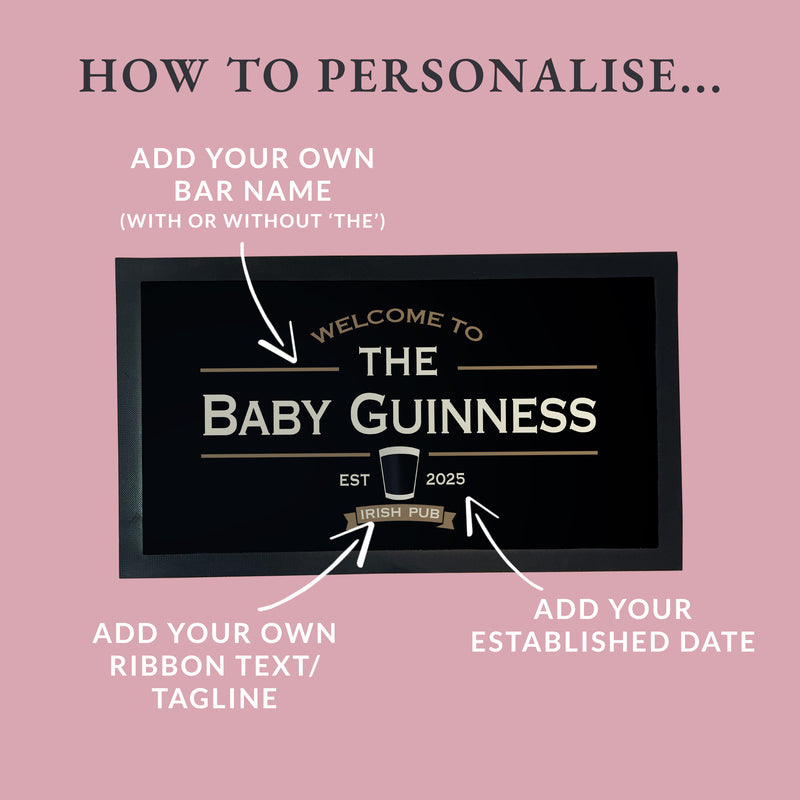 Personalised Baby Guinness Irish Pub Bar Mat