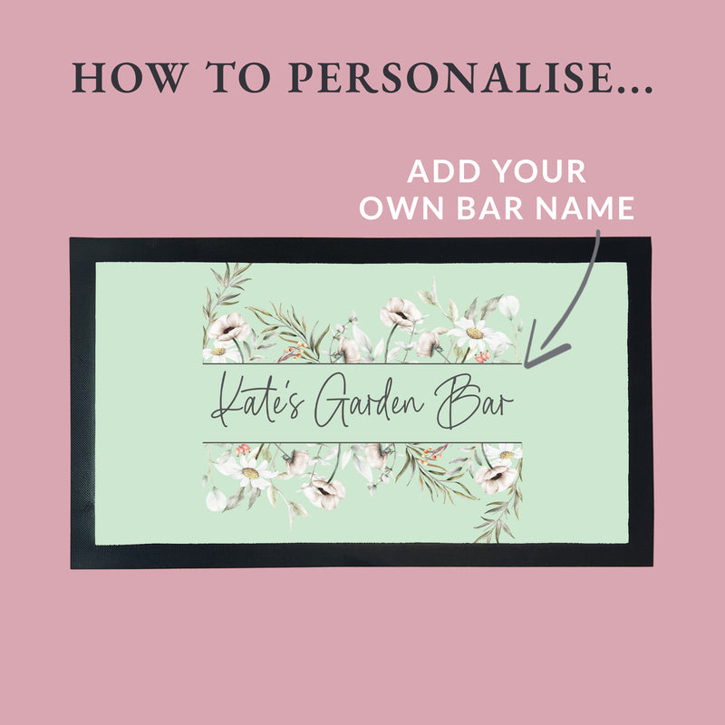 Personalised Garden Bar Mat – Floral Home Bar Design