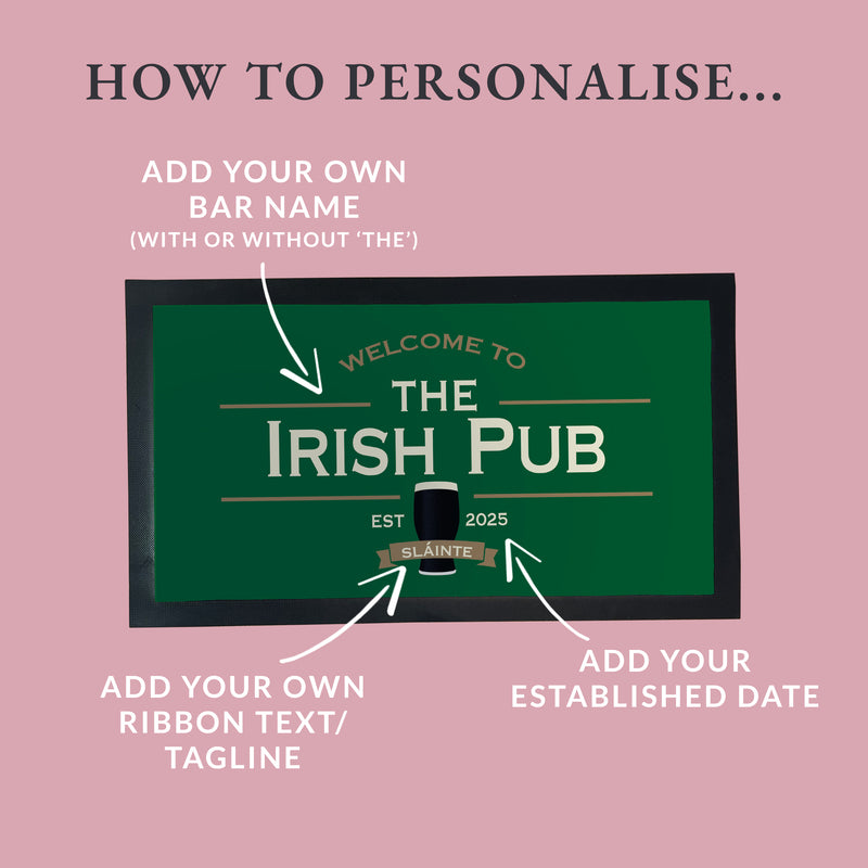 Personalised Irish Bar Set – Custom Pub Sign Gift for Guinness Lovers, Home Bar, St. Patrick’s Day, Father’s Day or Birthday