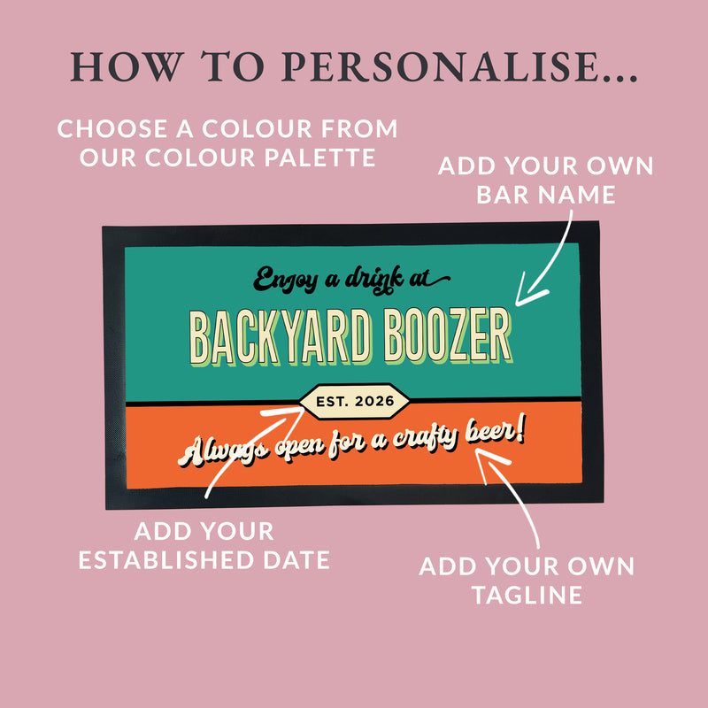 Personalised Vintage Beer Bar Mat – Retro Home Bar & Pub Design