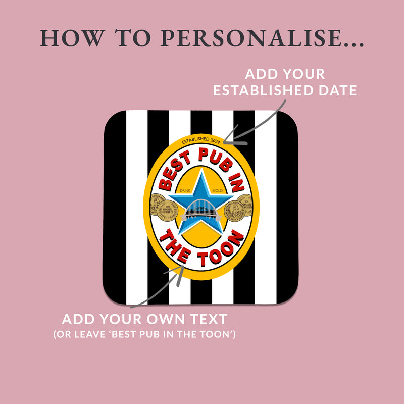 Best Pub in the Toon Coasters – Newcastle Football Inspired Bar Design – Set of 4