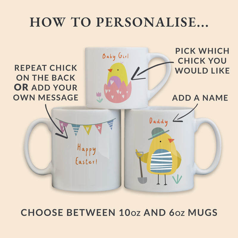 Easter Chick Matching Mug Set - Personalised Family Easter Gift