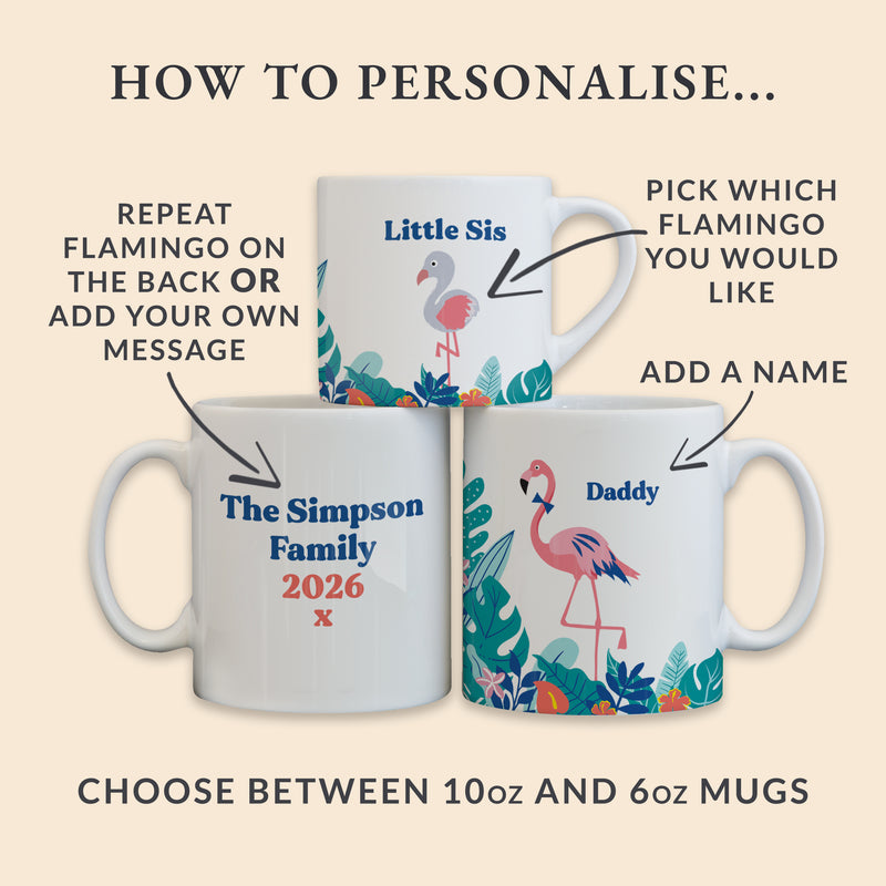 Flamingo Mug Set Personalised Gift For Families - Matching Flamingoes Mugs