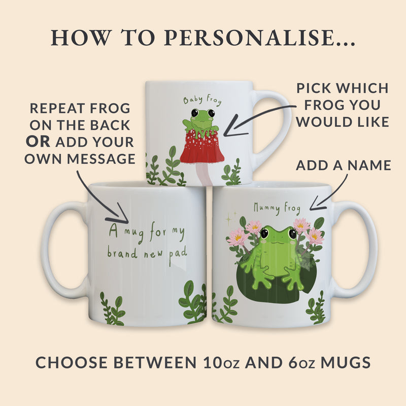 Family Frog Mugs & Coasters - Personalised Spring New Home Gift
