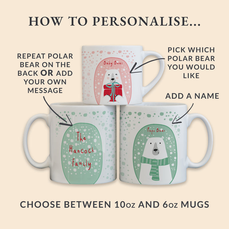 Family Polar Bear Mug Set Cute Mugs For Christmas Eve