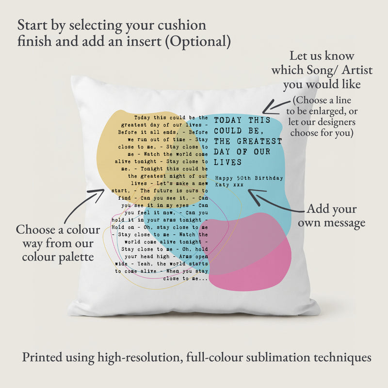 Contemporary Abstract Song Lyric Cushion Cover (2nd Anniversary Gift)