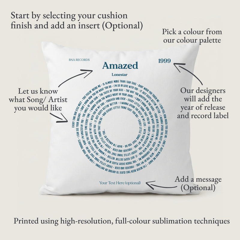 Personalised Modern Song Lyrics Cushion – Custom Circle Lyrics Gift