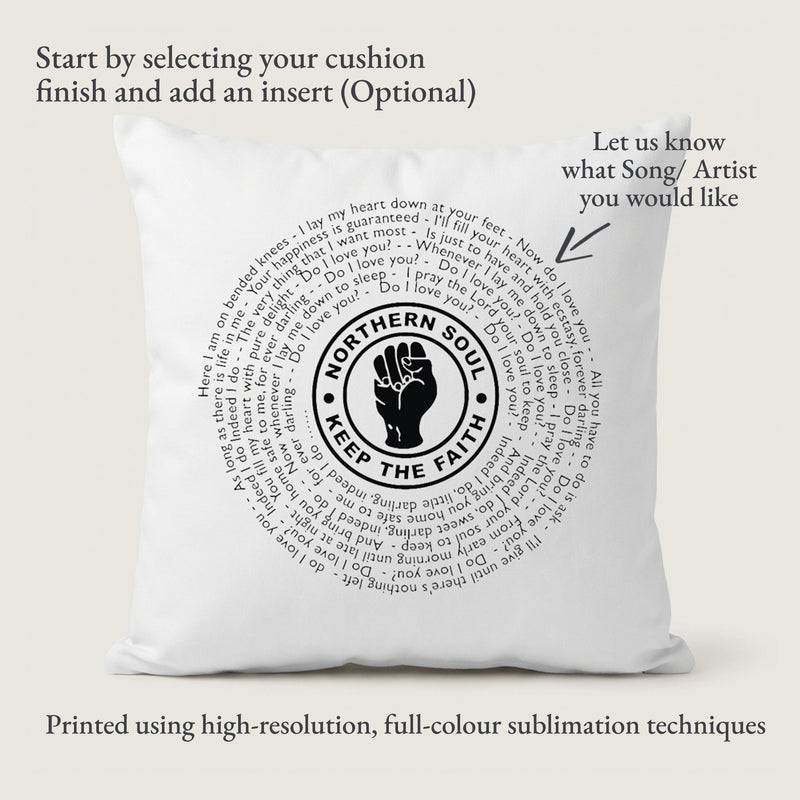 Personalised Northern Soul Lyrics Cushion – Custom Song Keepsake