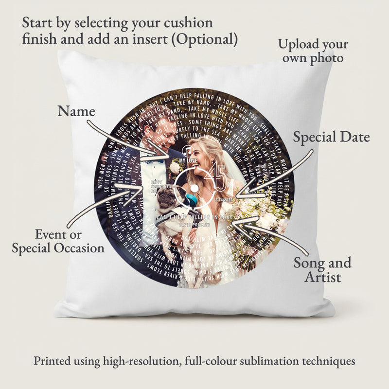 Personalised Wedding Photo Vinyl Record Cushion Cover (Photo Only)
