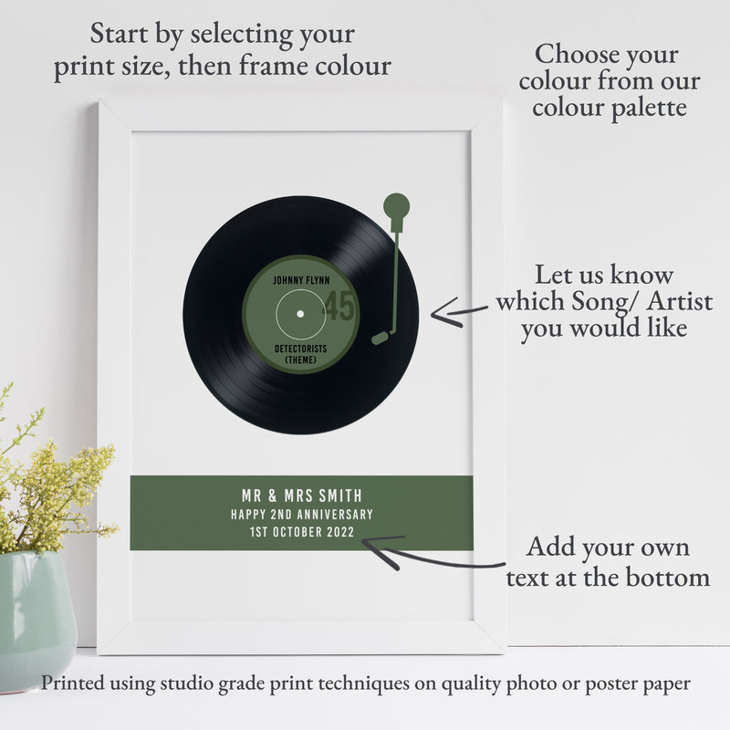 Personalised Song Record Print (Vinyl Style)