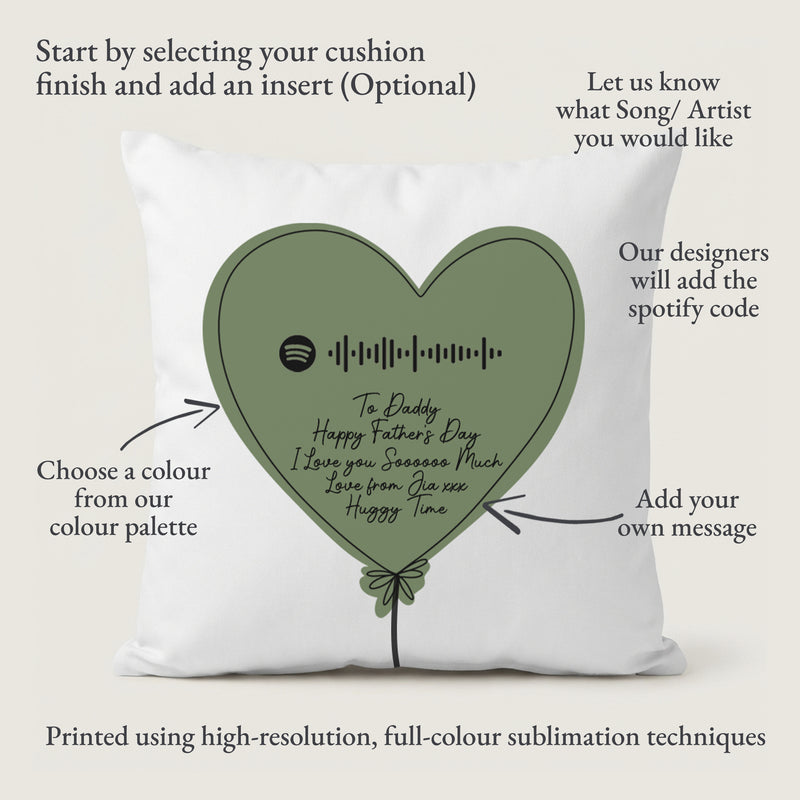 Personalised Spotify Code Heart Cushion – Custom Song Gift