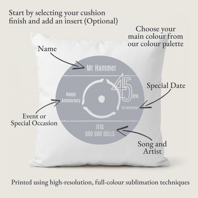 Personalised Vinyl Record Label Cushion – Custom Music Gift